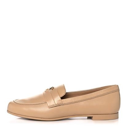 Chanel Lambskin CC Loafers 37.5 Beige 1 of 9