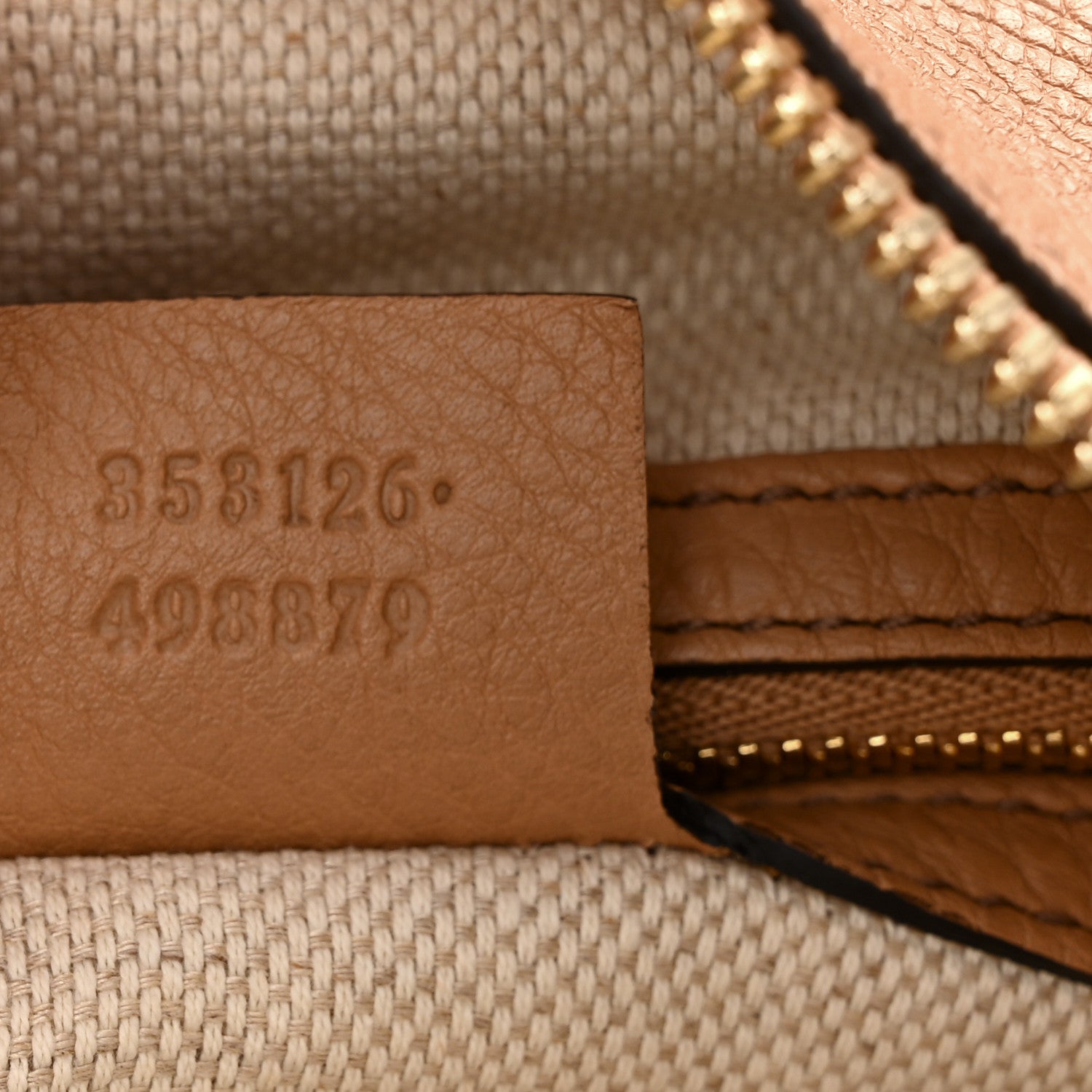 Gucci Pebbled Calfskin Medium Soho Bowler Camelia 7 of 10