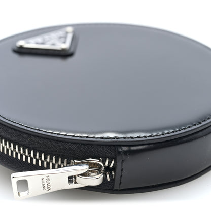Prada Spazzolato Round Chain Coin Crossbody Pouch  Black 9 of 10