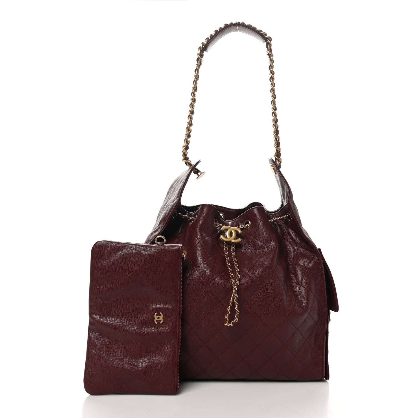 Caviar Quilted Medium Chanel 25 Handbag Burgundy