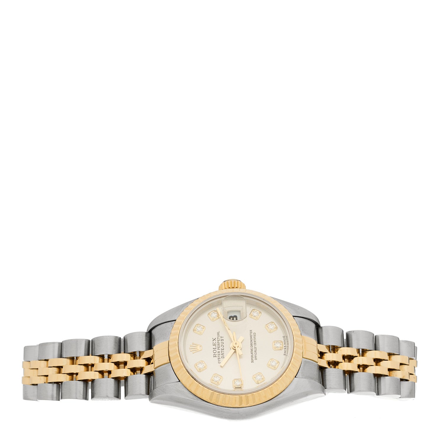 Rolex Stainless Steel 18K Yellow Gold Diamond 26mm Oyster Perpetual Datejust Watch Silver 79173 2 of 5