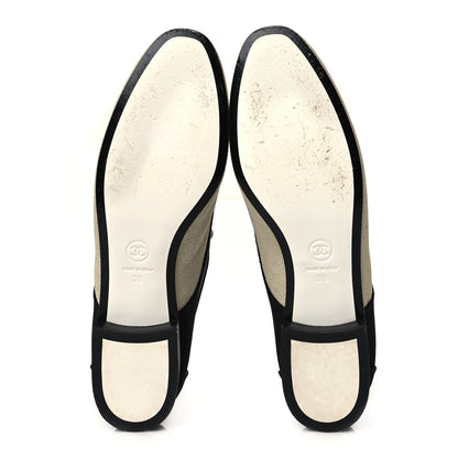 Chanel Fabric Lace Up CC Oxfords 39 Beige Black 5 of 10