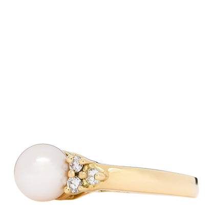 Tiffany 18K Yellow Gold Diamond Akoya Cultured Pearl 7-7.5mm Ring 52 6 3 of 6