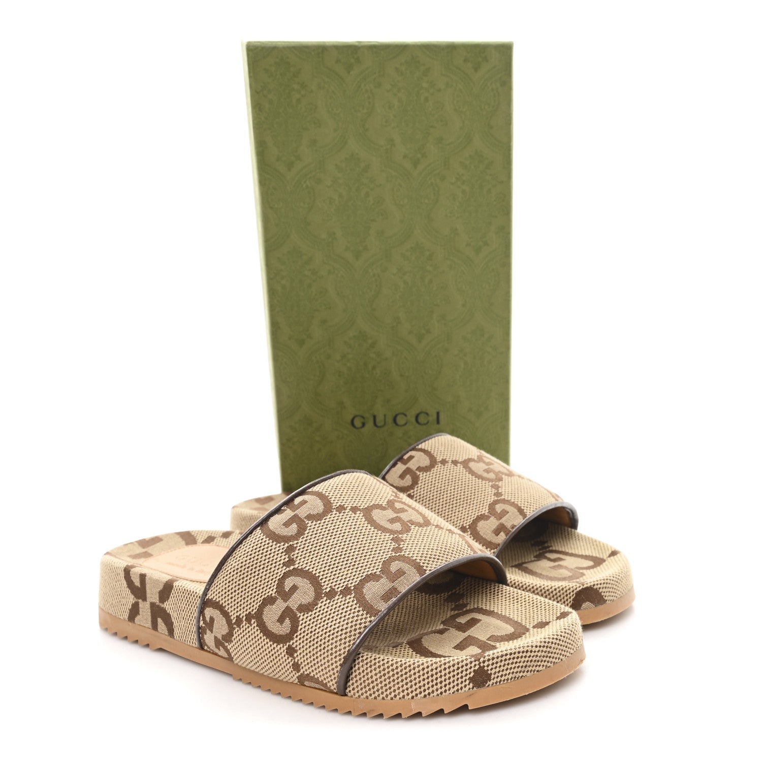 Gucci Monogram Jumbo GG Angelina Platform 55mm Slide Sandals 8 Beige 10 of 10