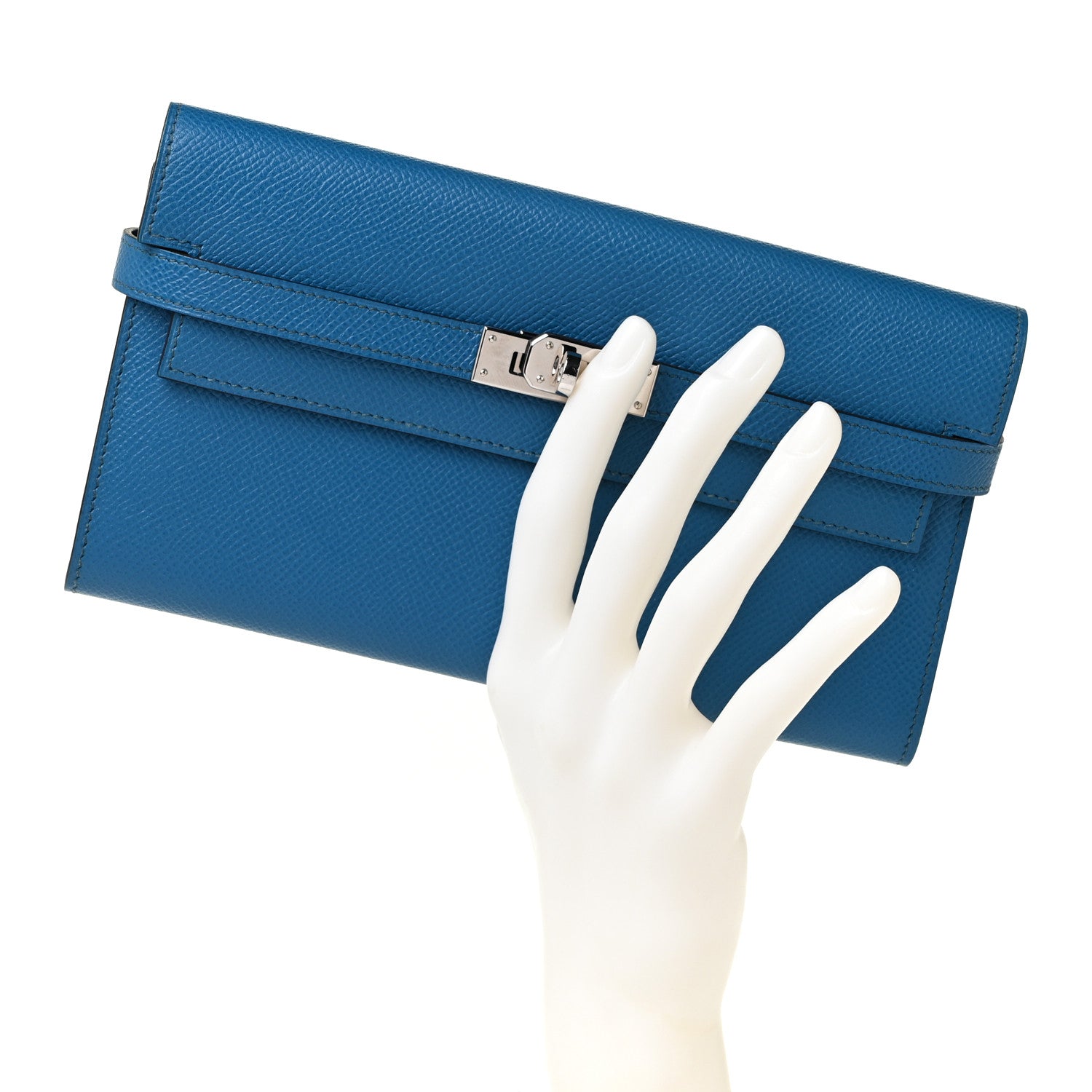 Hermes Epsom Kelly Longue Wallet Bleu Izmir 2 of 9