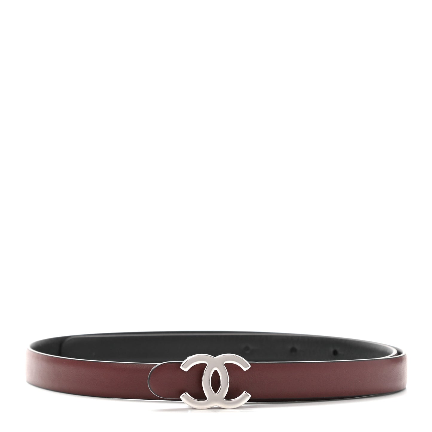 Calfskin CC Reversible Belt 75 Black Burgundy