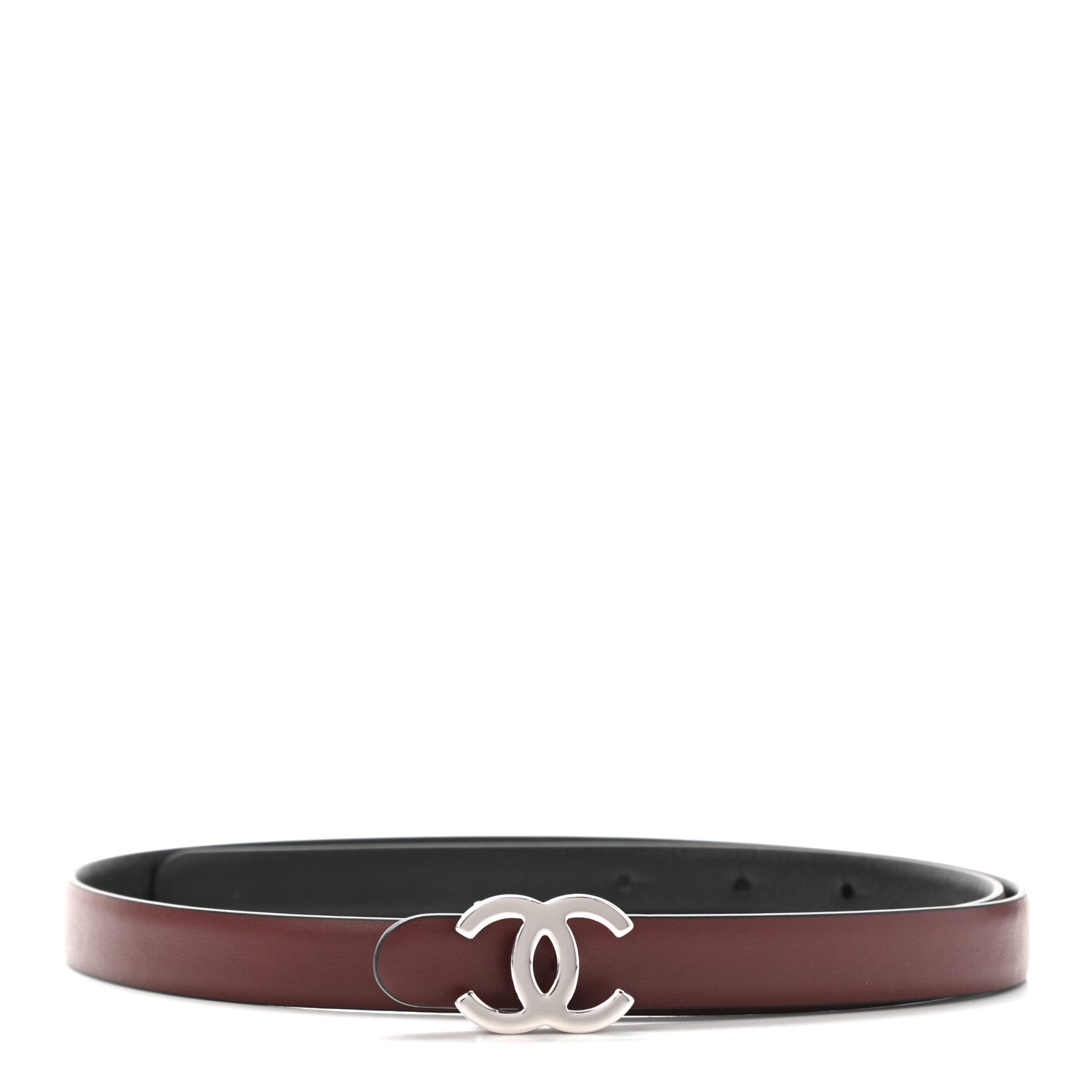 Chanel Calfskin CC Reversible Belt 75 Black Burgundy 1 of 6