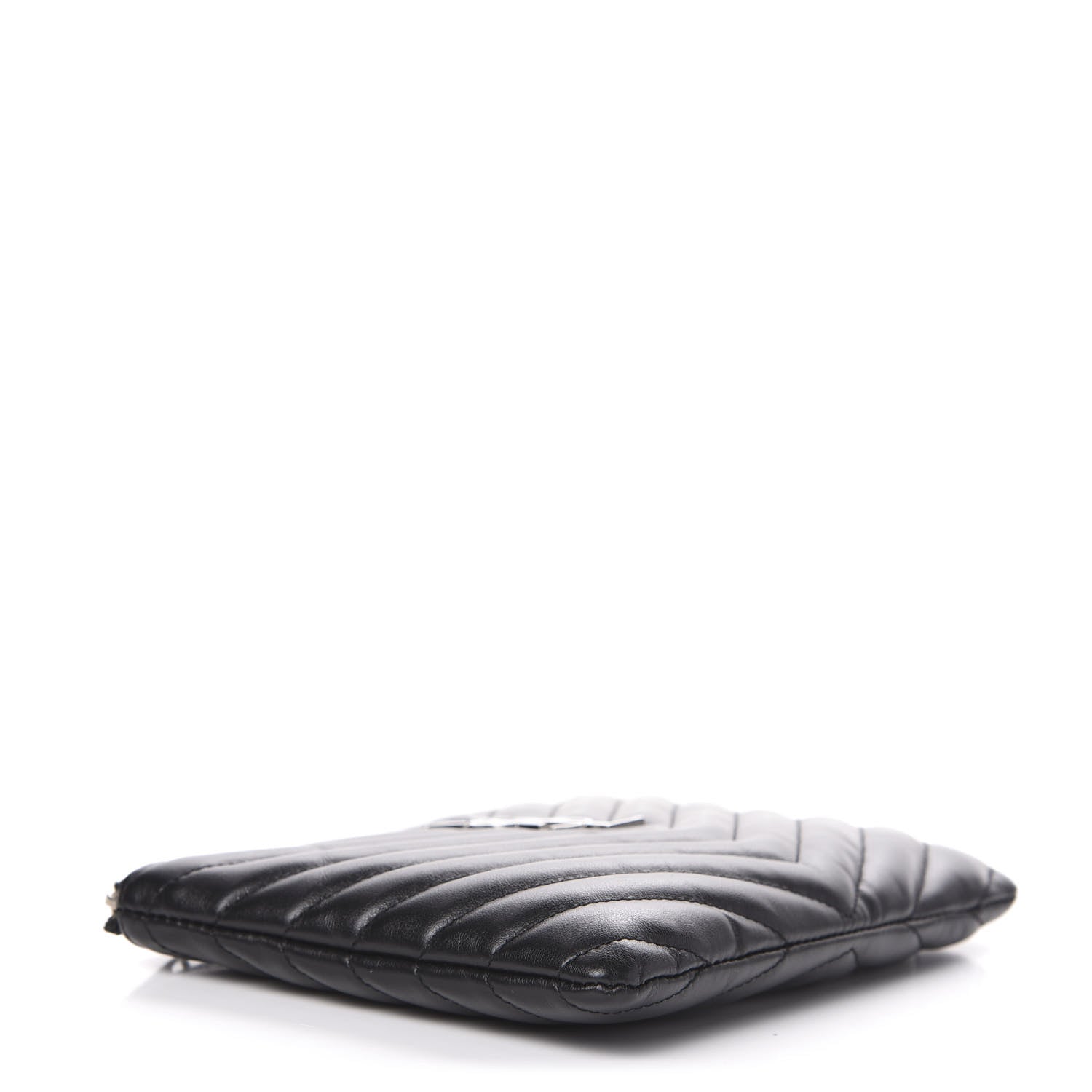 Saint Laurent Calfskin Matelasse Chevron Monogram Pouch Black 4 of 8