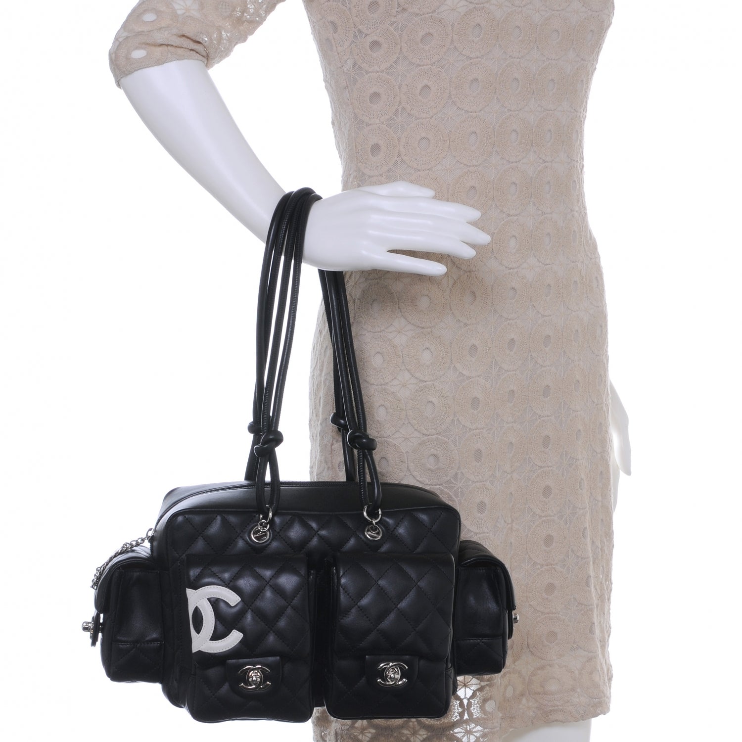 Chanel Calfskin Quilted Small Cambon Multipocket Reporter Black 2 of 9