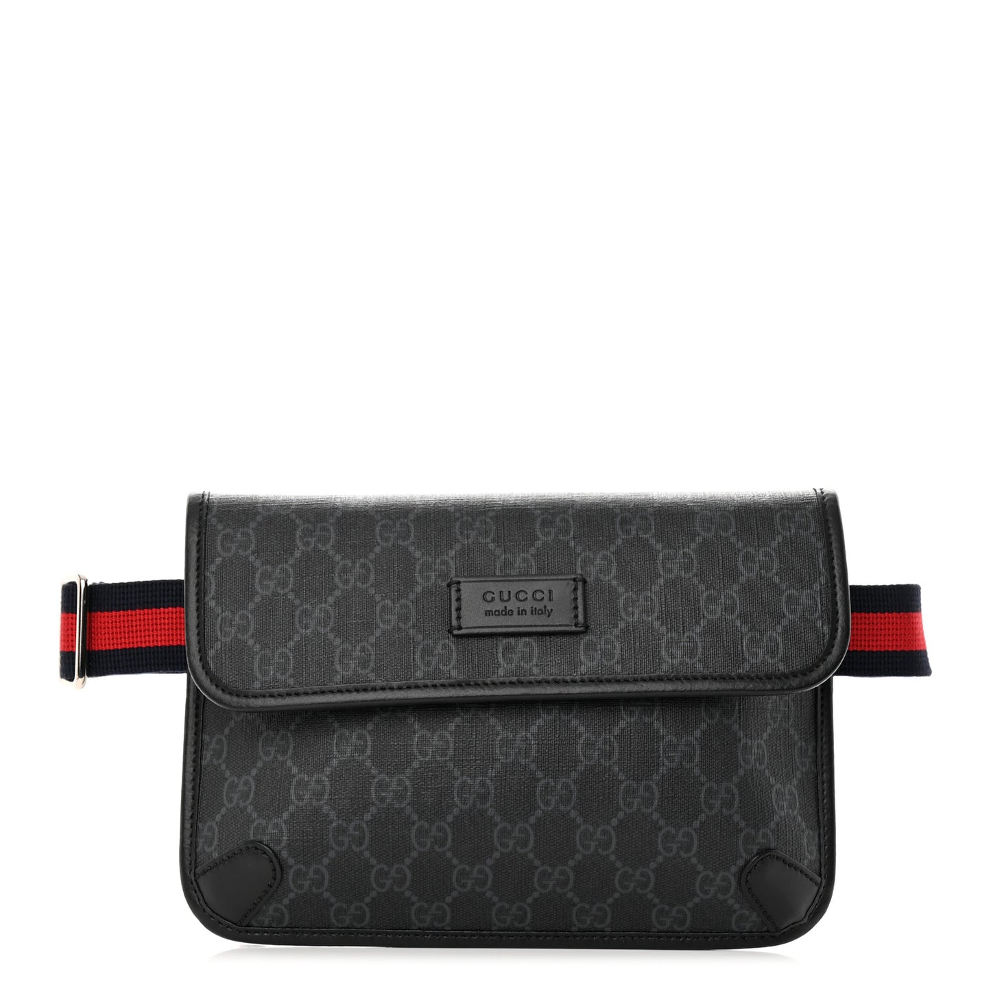 GG Supreme Monogram Web Slim Belt Bag Black Grey