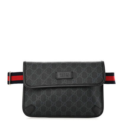 Gucci GG Supreme Monogram Web Slim Belt Bag Black Grey 1 of 14