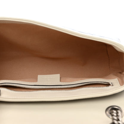 Gucci Vintage Effect Calfskin Matelasse Diagonal Small Torchon GG Marmont Shoulder Bag Blue Agata Mystic White 5 of 10