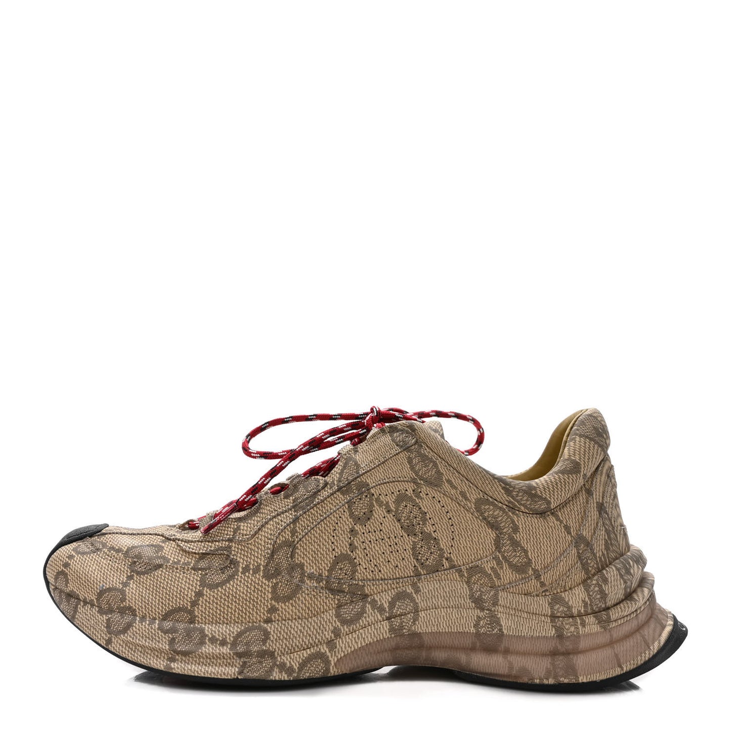 Ultralight Plume Calfskin Monogram Printed Mens Gucci Run Sneakers 8 Beige Ebony