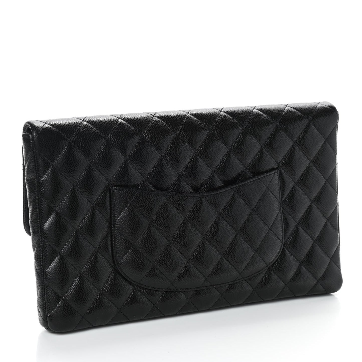 Caviar Quilted Flap Clutch Black