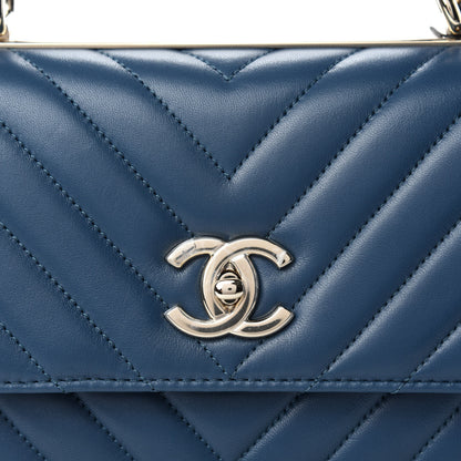 Chanel Lambskin Quilted Small Trendy CC Flap Dual Handle Bag Dark Blue 10 of 11