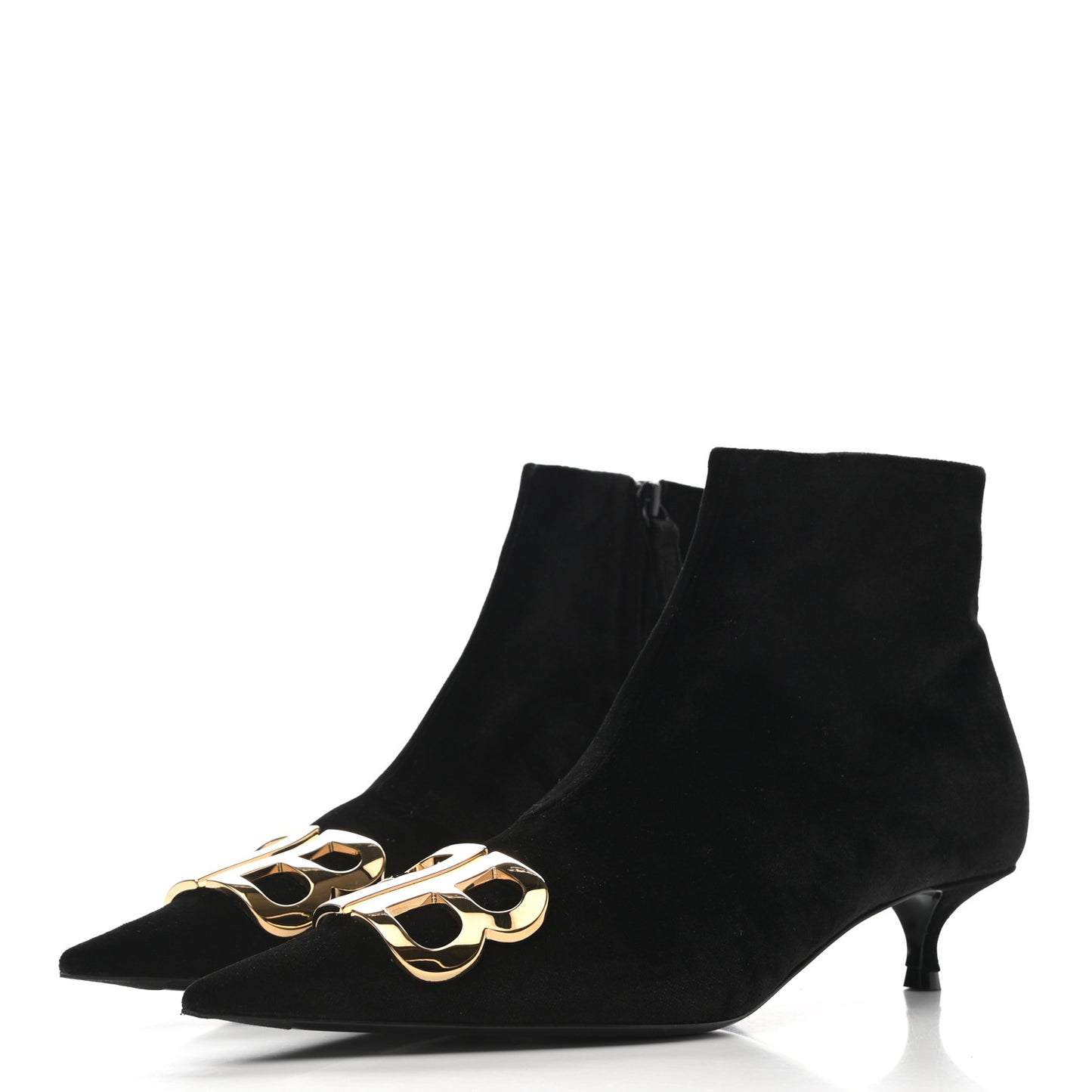 Velvet BB Pointy Toe Ankle Booties 37.5 Black Vintage