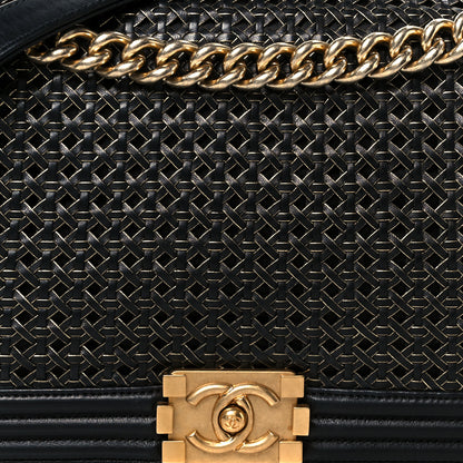 Chanel Braided Sheepskin New Medium Boy Flap Black Gold 8 of 10