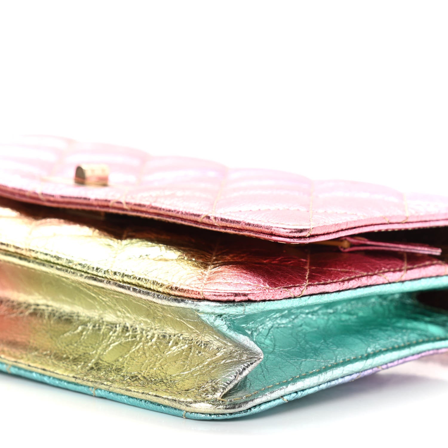 Chanel Metallic Goatskin Quilted 2.55 Reissue Wallet on Chain WOC Multicolor 11 of 12
