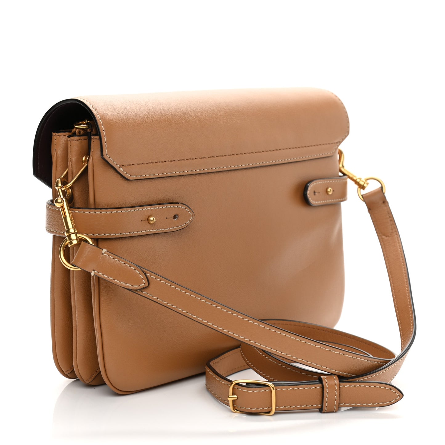 Silky Calfskin Belted Bayswater Satchel Sable