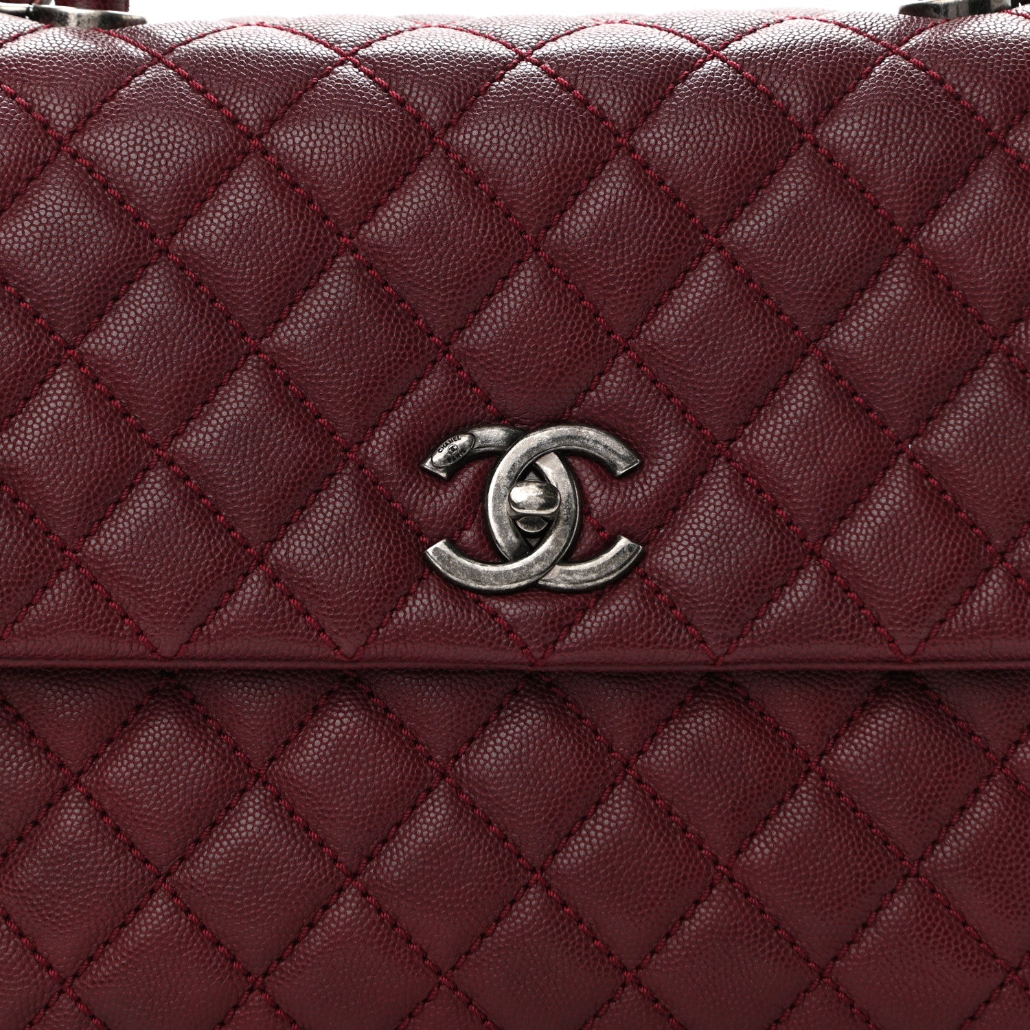 Chanel Caviar Quilted Medium Coco Handle Flap Burgundy 8 of 11