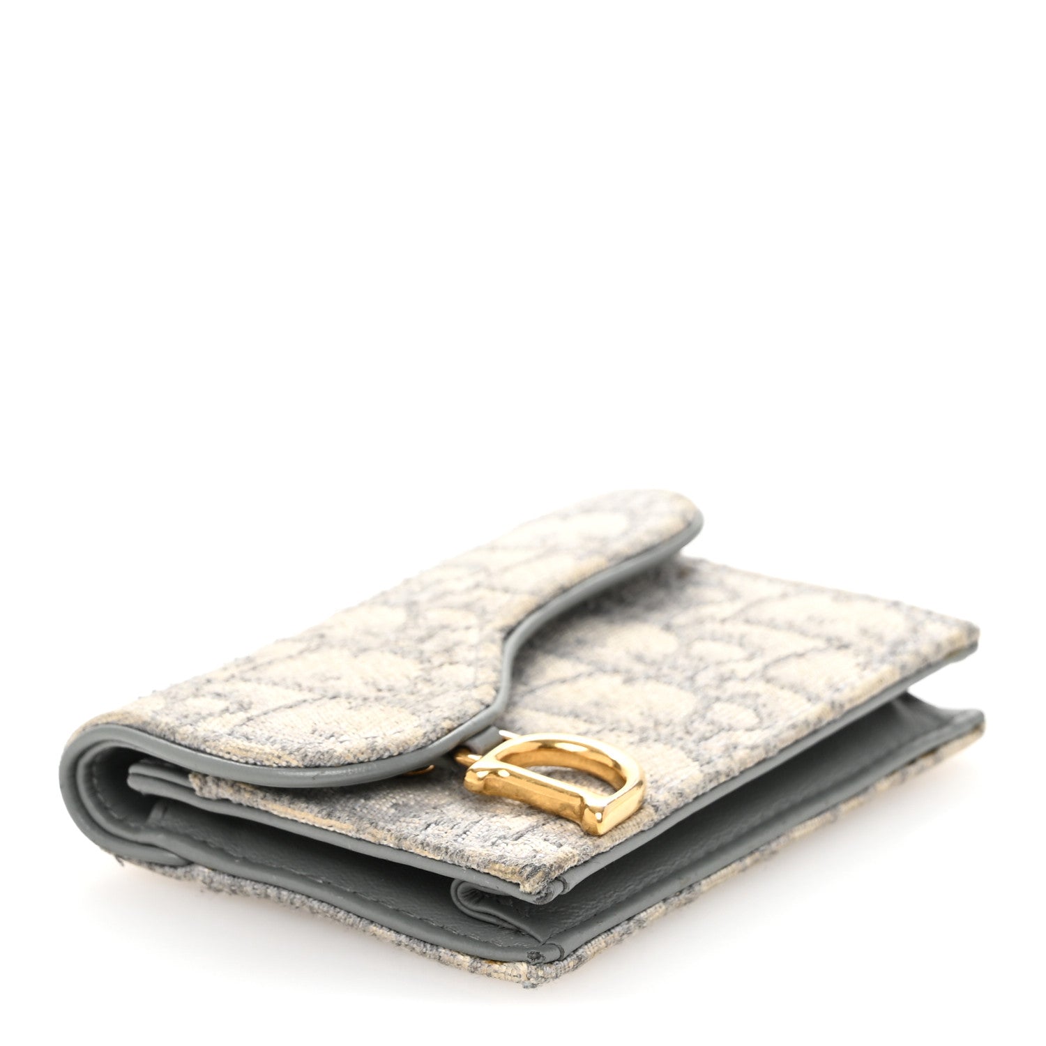 Christian Dior Oblique Saddle Card Holder Gray 4 of 11