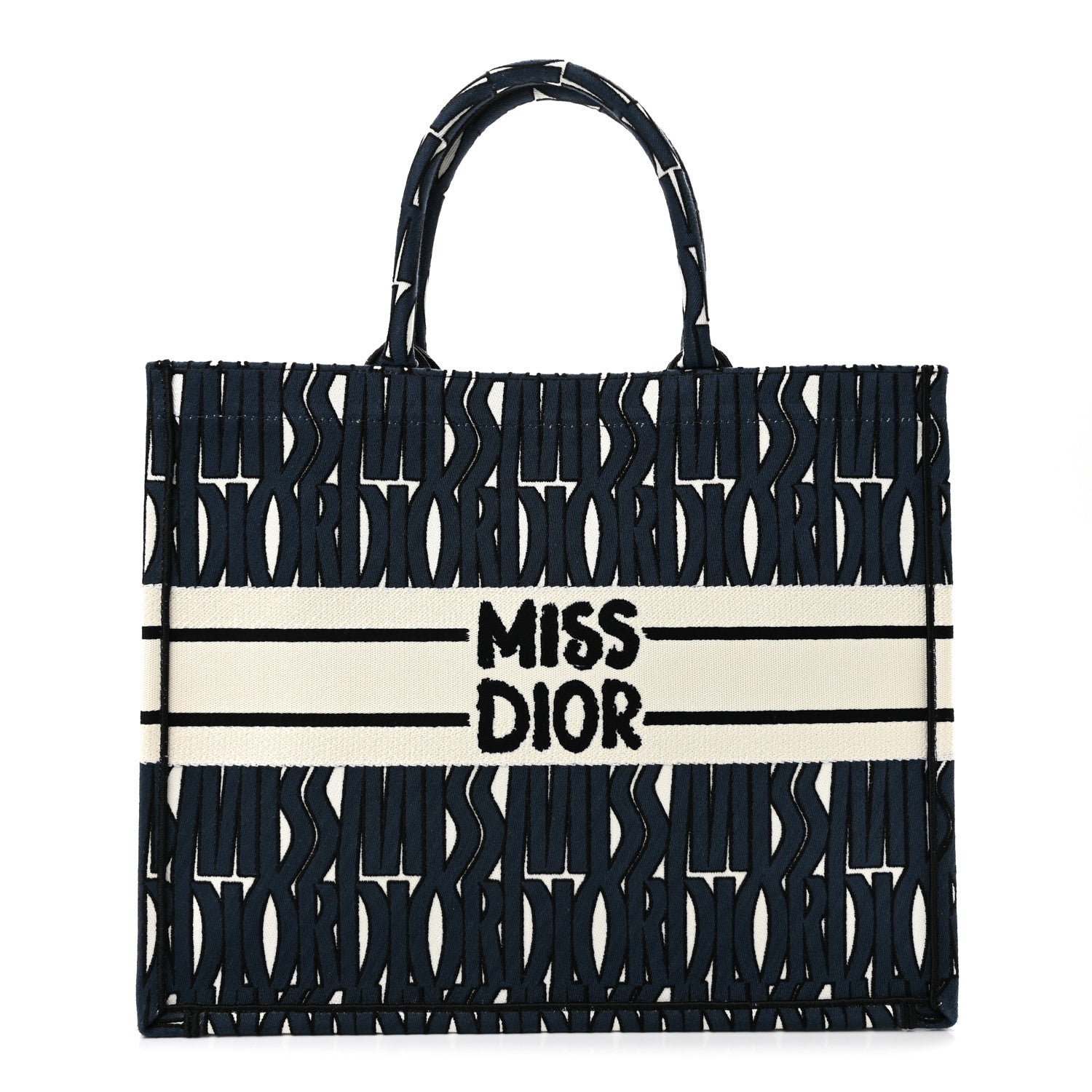 Christian Dior Canvas Embroidered Medium Miss Dior Graffiti Book Tote White Deep Blue 1 of 10