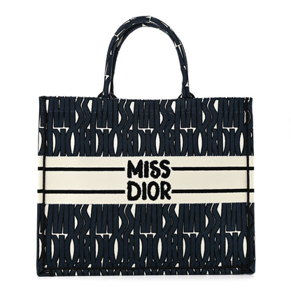 Christian Dior Canvas Embroidered Medium Miss Dior Graffiti Book Tote White Deep Blue 1 of 10