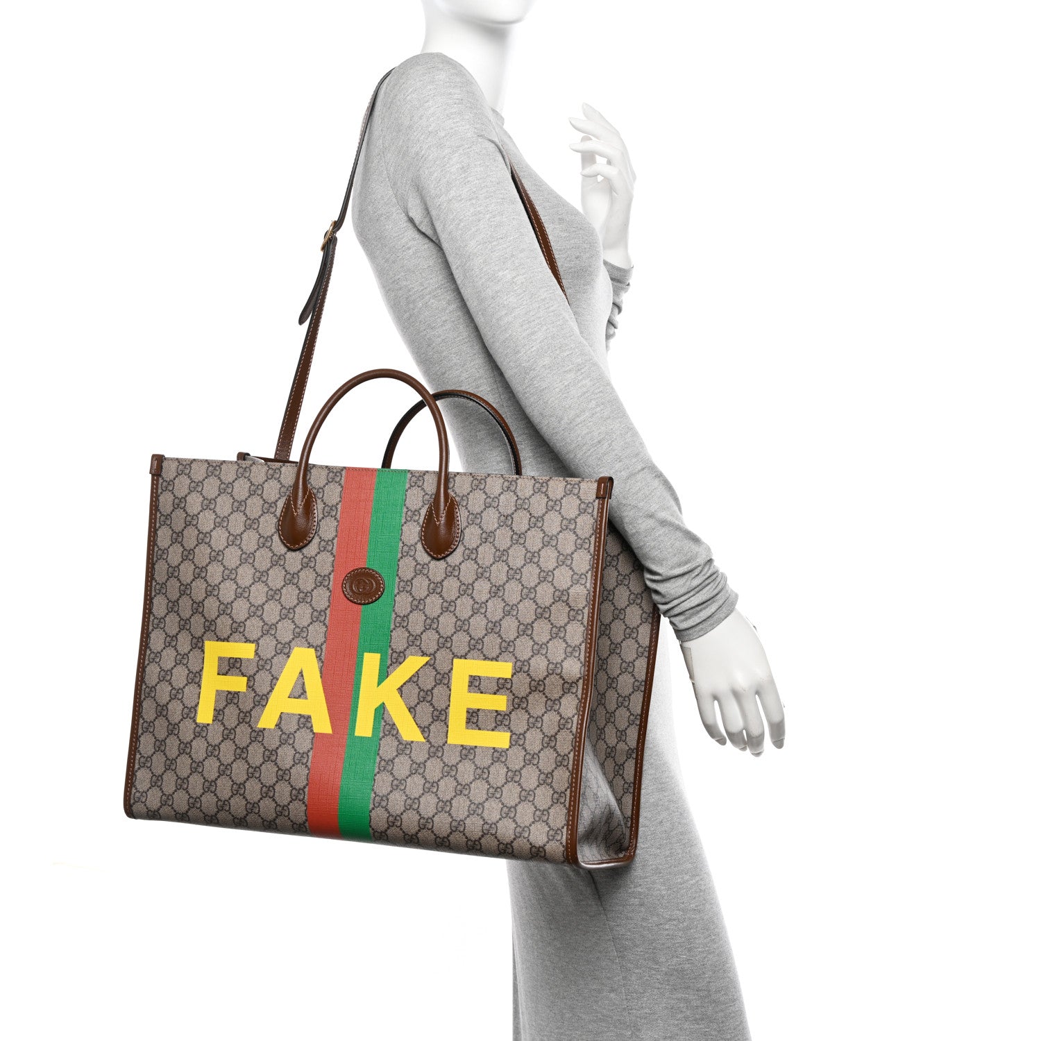 Gucci GG Supreme Monogram Fake/Not Large Retro Interlocking G Tote Bag Beige Brown Sugar 2 of 12