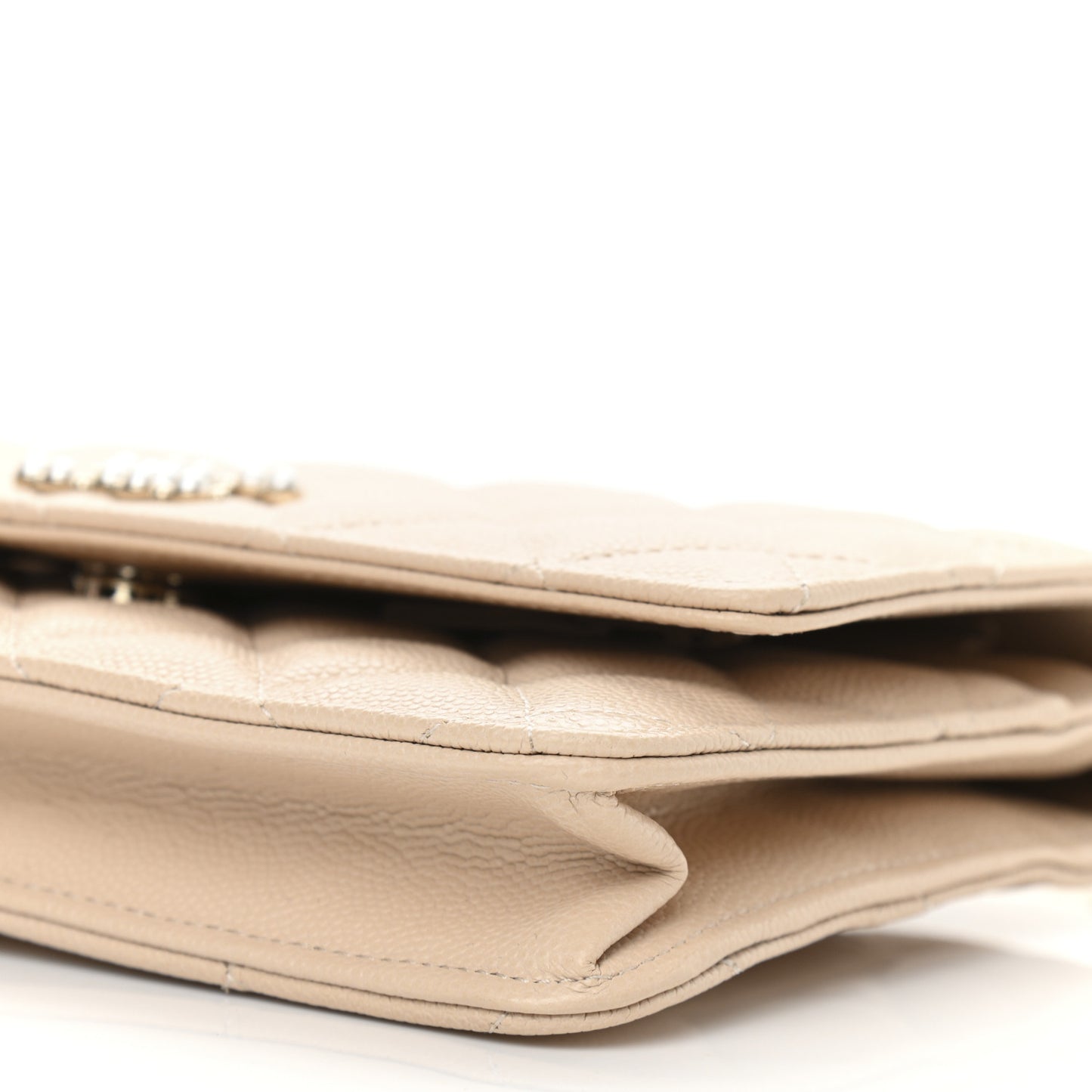 Caviar Quilted Coco Candy Wallet On Chain WOC Beige