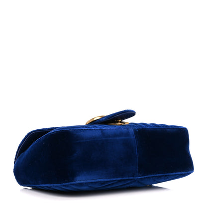 Gucci Velvet Matelasse Small GG Marmont Shoulder Bag Cobalt Blue 4 of 11