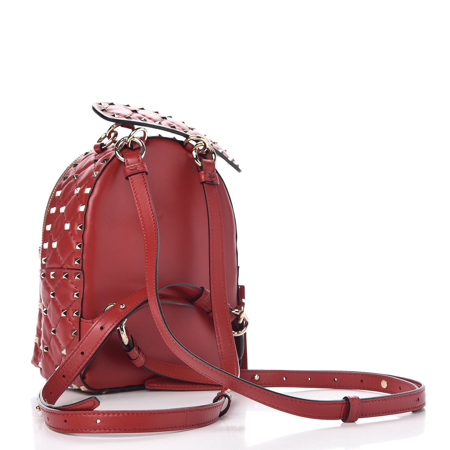 Nappa Quilted Mini Rockstud Spike Backpack Rosso Valentino