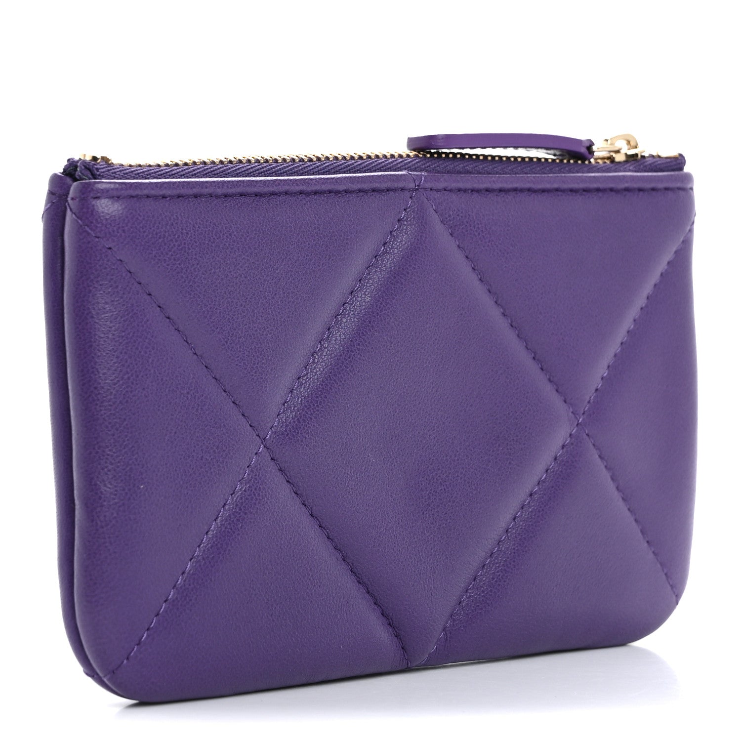 Chanel Lambskin Quilted Chanel 19 Mini Pouch Purple 3 of 7