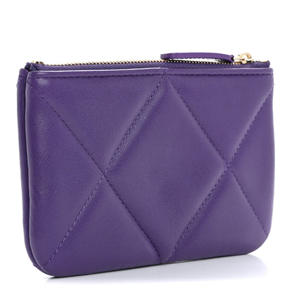 Chanel Lambskin Quilted Chanel 19 Mini Pouch Purple 3 of 7