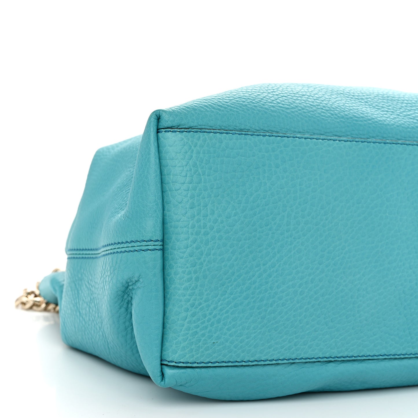 Pebbled Calfskin Medium Soho Chain Shoulder Bag Teal