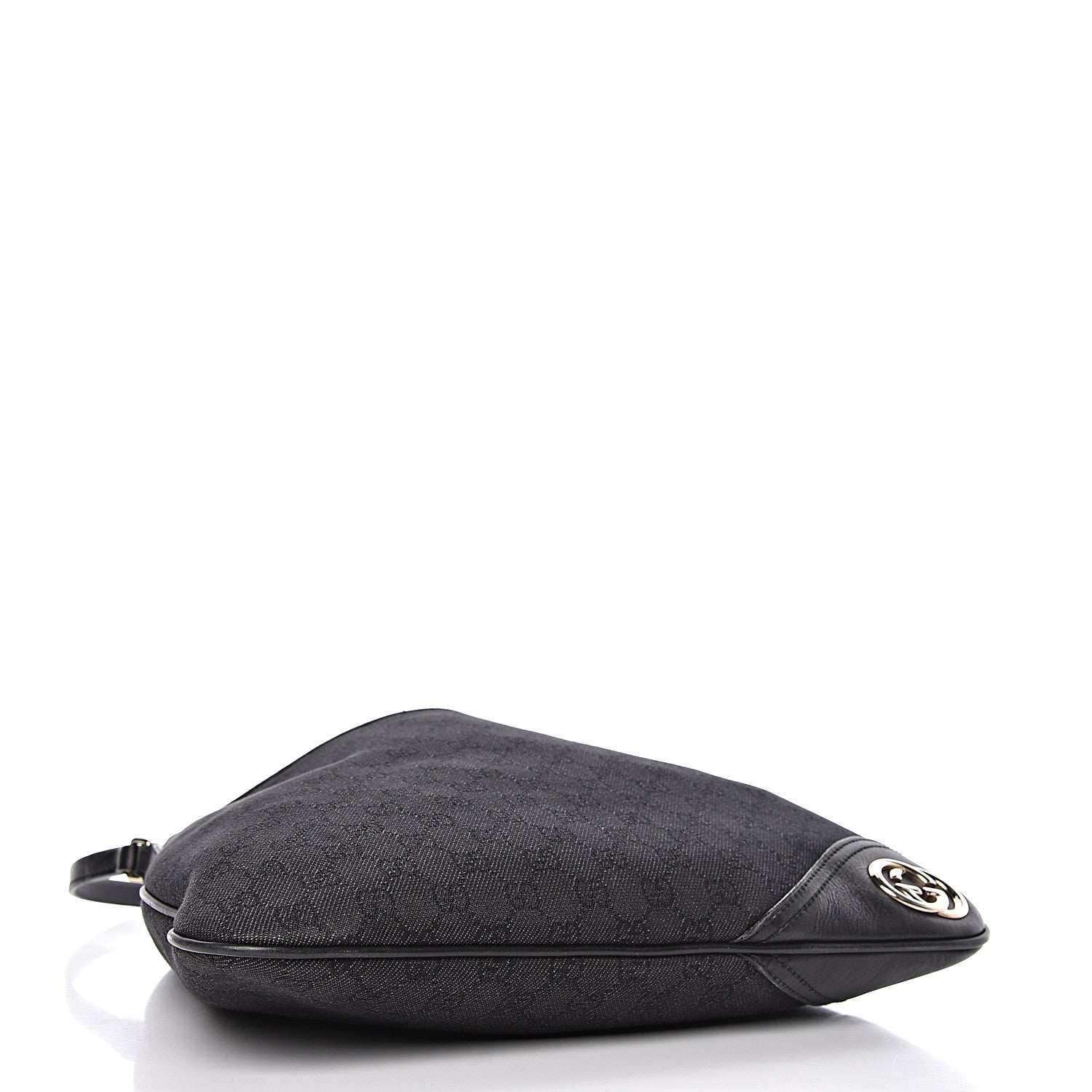Gucci Denim Monogram Medium New Britt Hobo Black 8 of 10