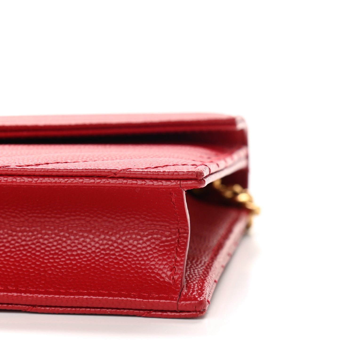 Grain De Poudre Matelasse Chevron Monogram Envelope Chain Wallet New Red