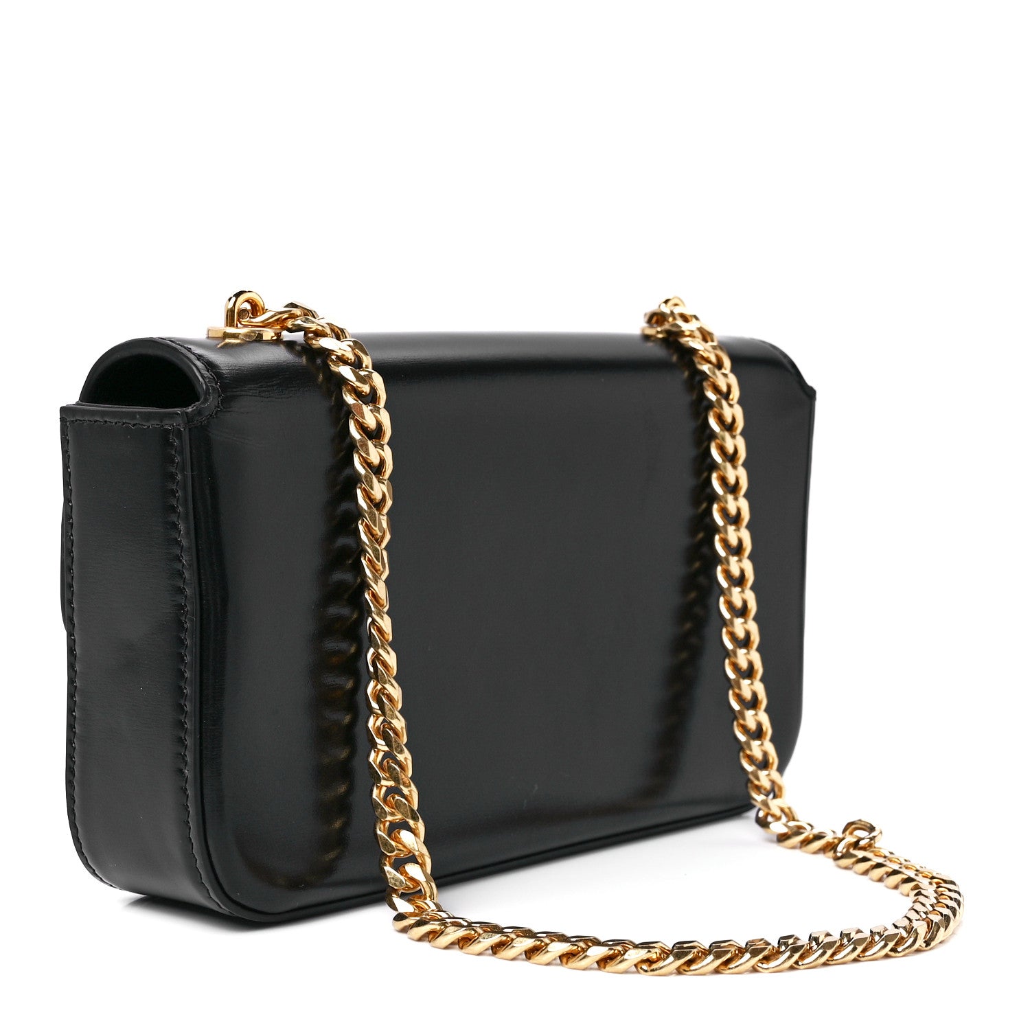 Celine Shiny Calfskin Cuir Triomphe Chain Shoulder Bag Black 3 of 12