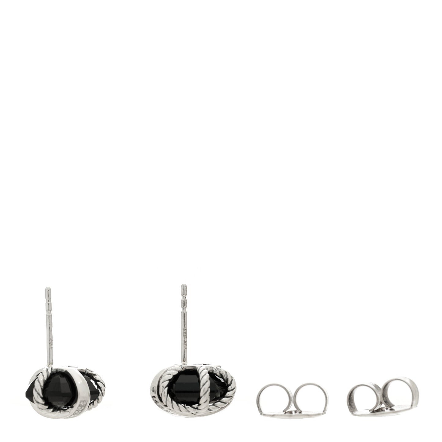 Sterling Silver Diamond Black Onyx 11mm Cable Wrap Earrings