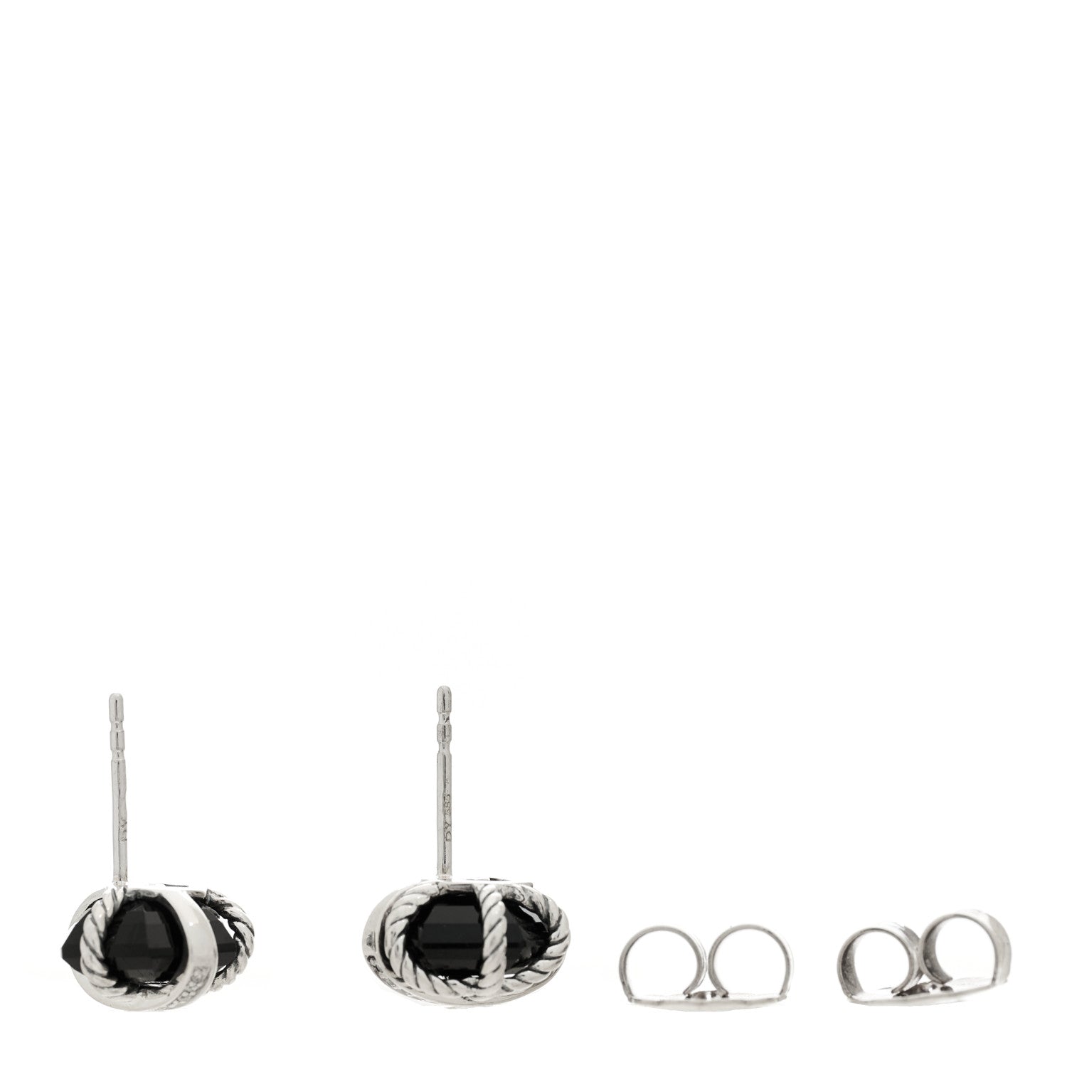 David Yurman Sterling Silver Diamond Black Onyx 11mm Cable Wrap Earrings 3 of 4