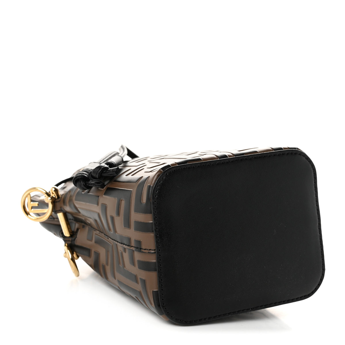 Fendi Vitello Liberty F is Fendi Bi-Color FF 1974 Embossed Mini Mon Tresor Bucket Bag Maya Black 4 of 10