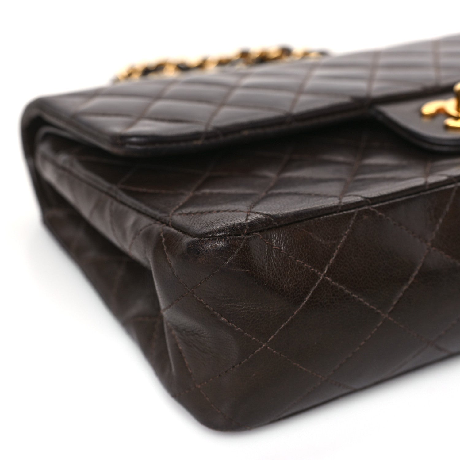 Chanel Lambskin Quilted Medium Double Flap Dark Brown 9 of 12
