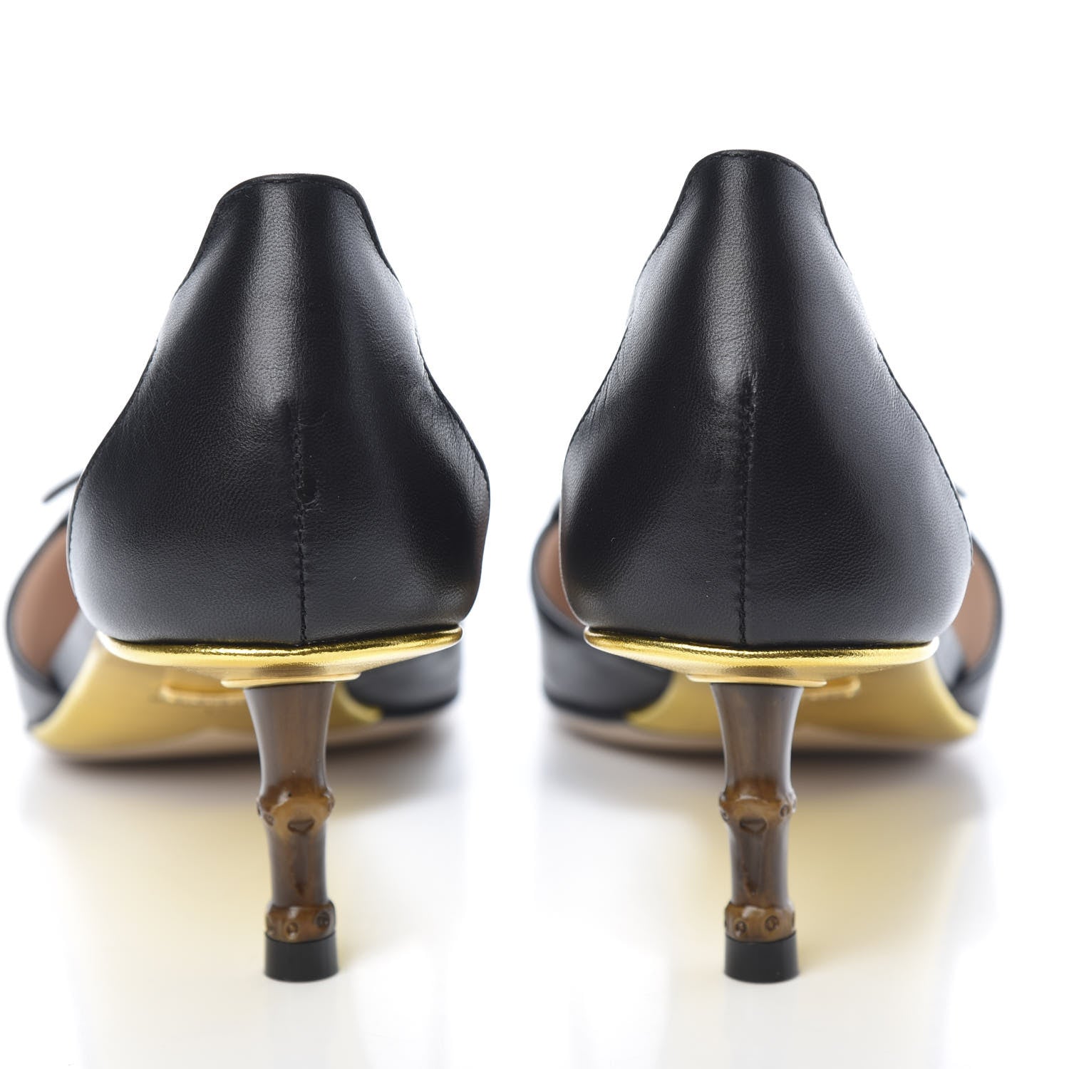 Gucci Malaga Kid Bamboo Crystal Double G Low Heel Pumps 37 Black 6 of 10