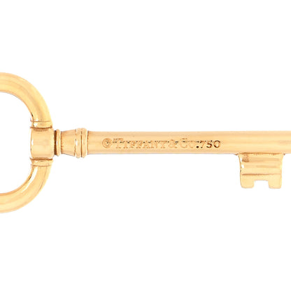 Tiffany 18K Yellow Gold Small Oval Key Pendant Link Necklace 5 of 8