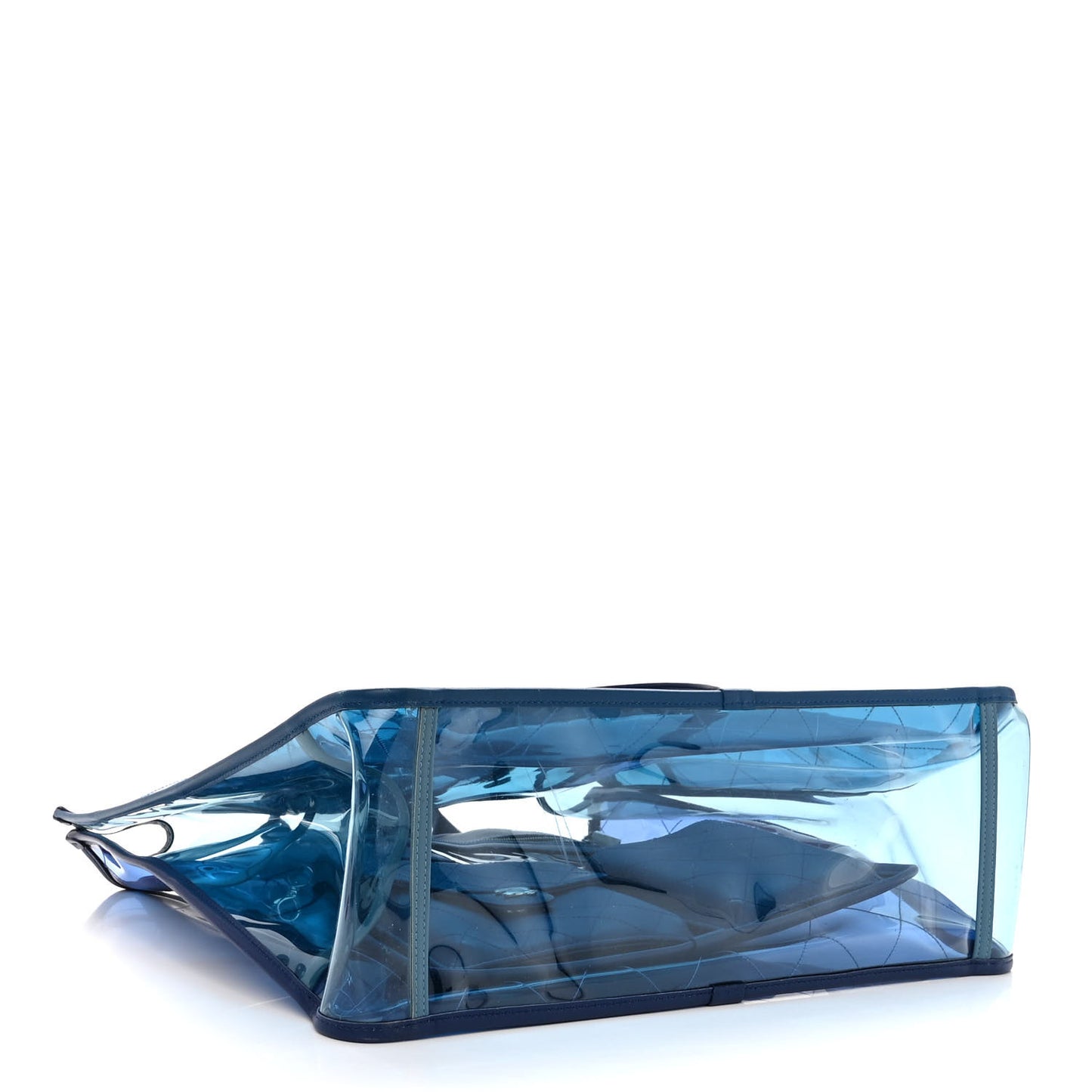 Lambskin PVC Quilted Large Coco Splash Shopping Bag Blue Dark Blue