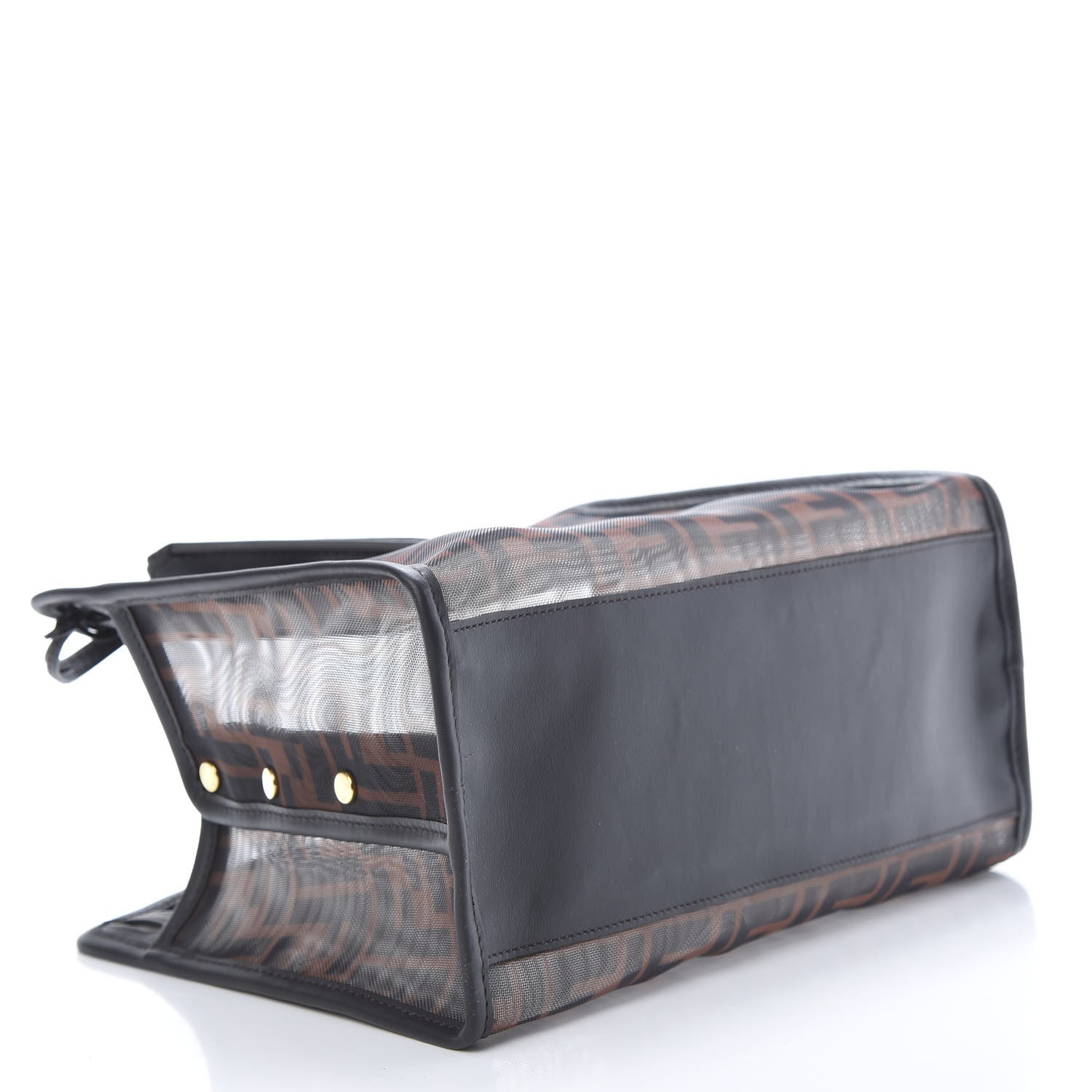 Fendi Mesh Vitello Century FF 1974 Mini Peekaboo Defender Cover Marrone Black Ebano 4 of 9