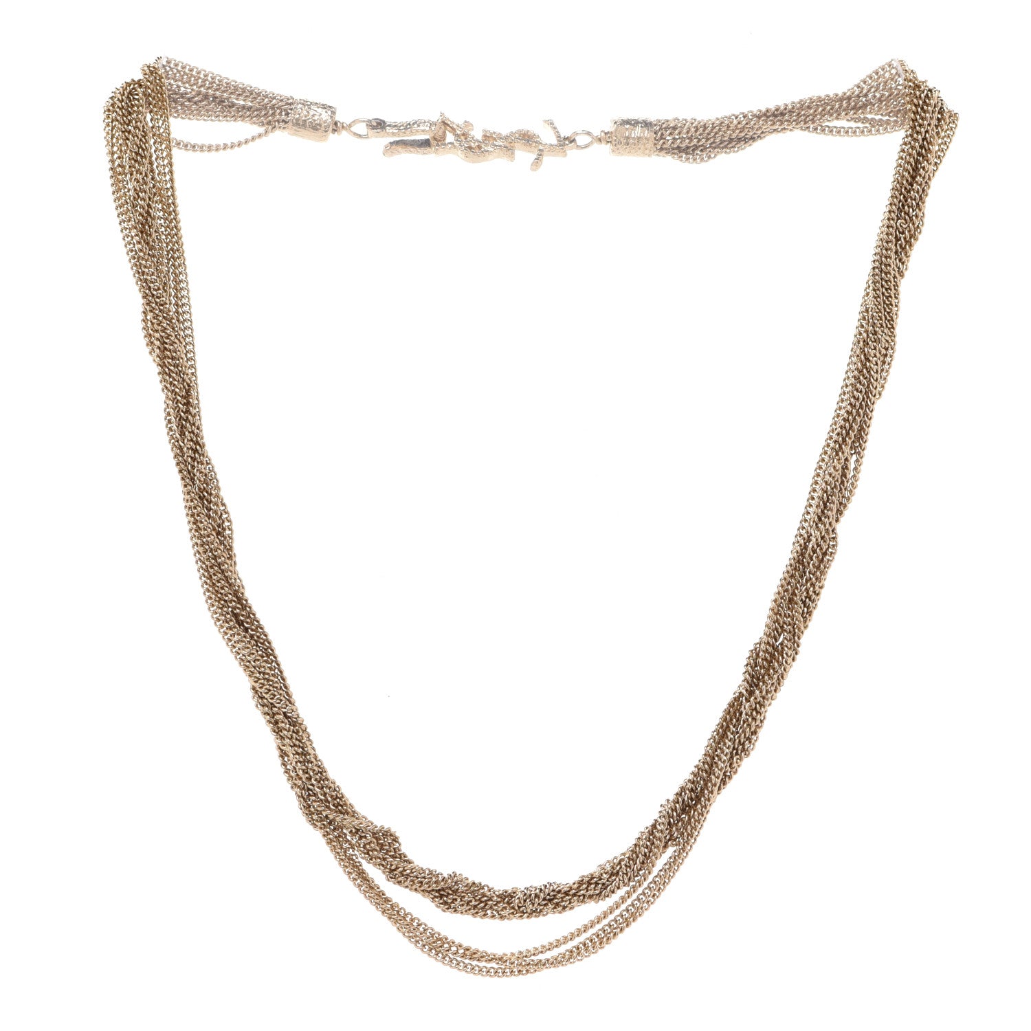 Saint Laurent Lou Lou Twisted Chains Necklace Gold 3 of 5