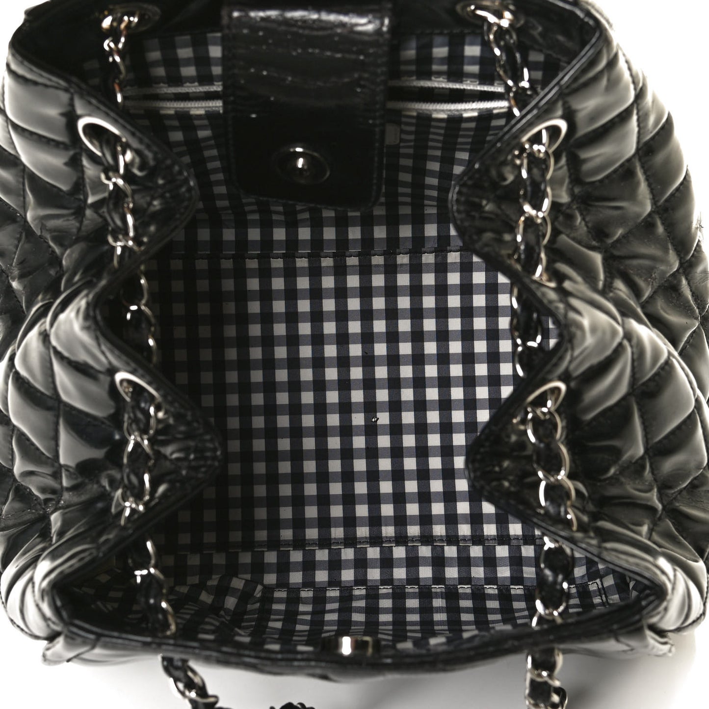 Vinyl Lipstick Ligne Accordion Tote Black