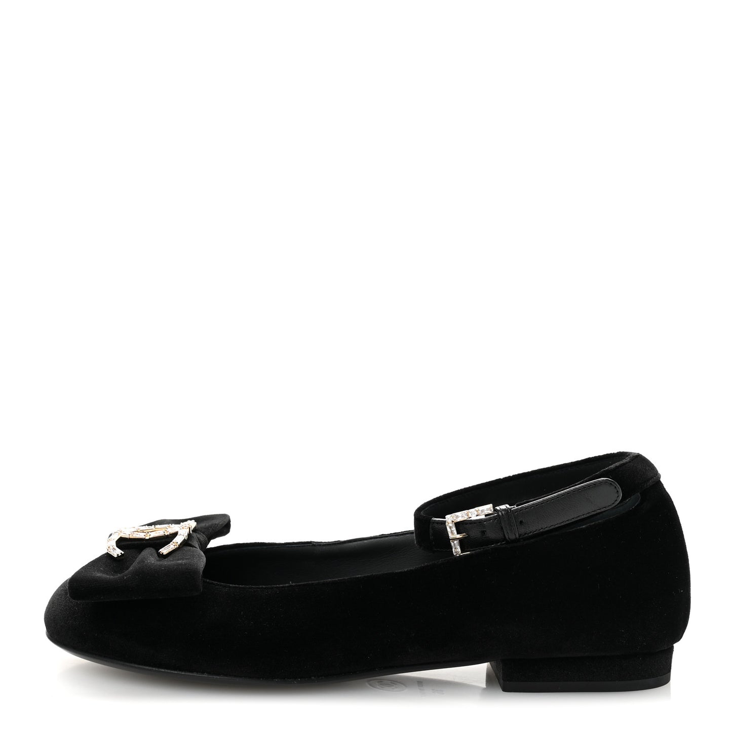 Velvet Strass CC Bow Mary Jane Flats 36 Black