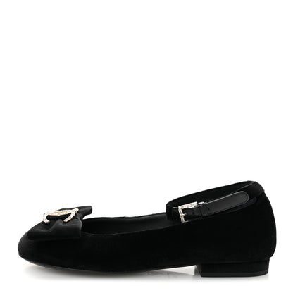 Chanel Velvet Strass CC Bow Mary Jane Flats 36 Black 1 of 10