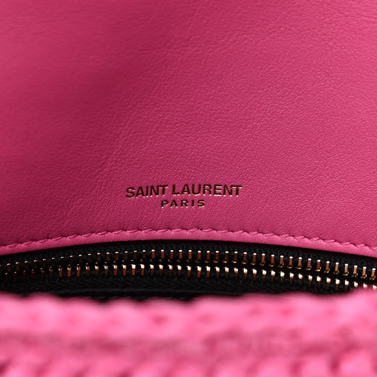 Saint Laurent Raffia Calfskin Monogram Medium Niki Chain Satchel Bright Pink 6 of 11